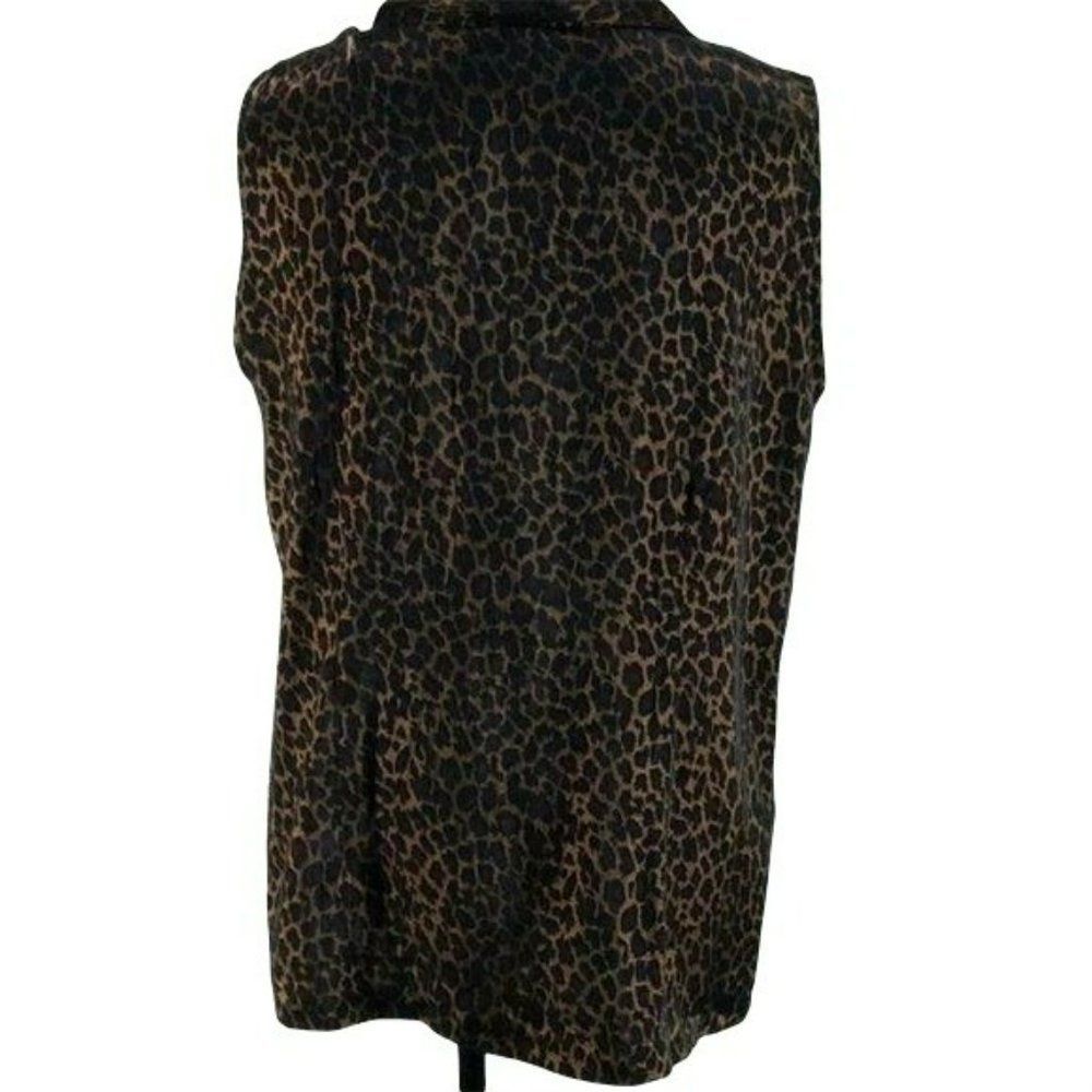 Studio C Plus Blouse Cheetah Print Button Up Down… - image 2